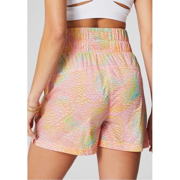 Fabletics Ultra High Waist Piped Nylon Shorts in Coral Leopard - Picture 5 of 12